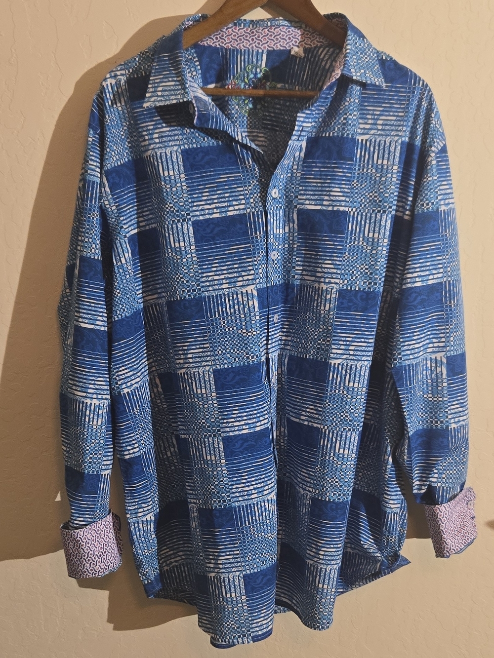Robert Graham Blue Patterned Long-Sleeve Button-Down Shirt